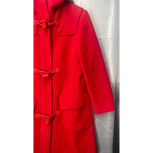 Benetton Wool Duffle Toggle Peacoat Sz S Red Hooded Classic Paddington Bear - Picture 9 of 13